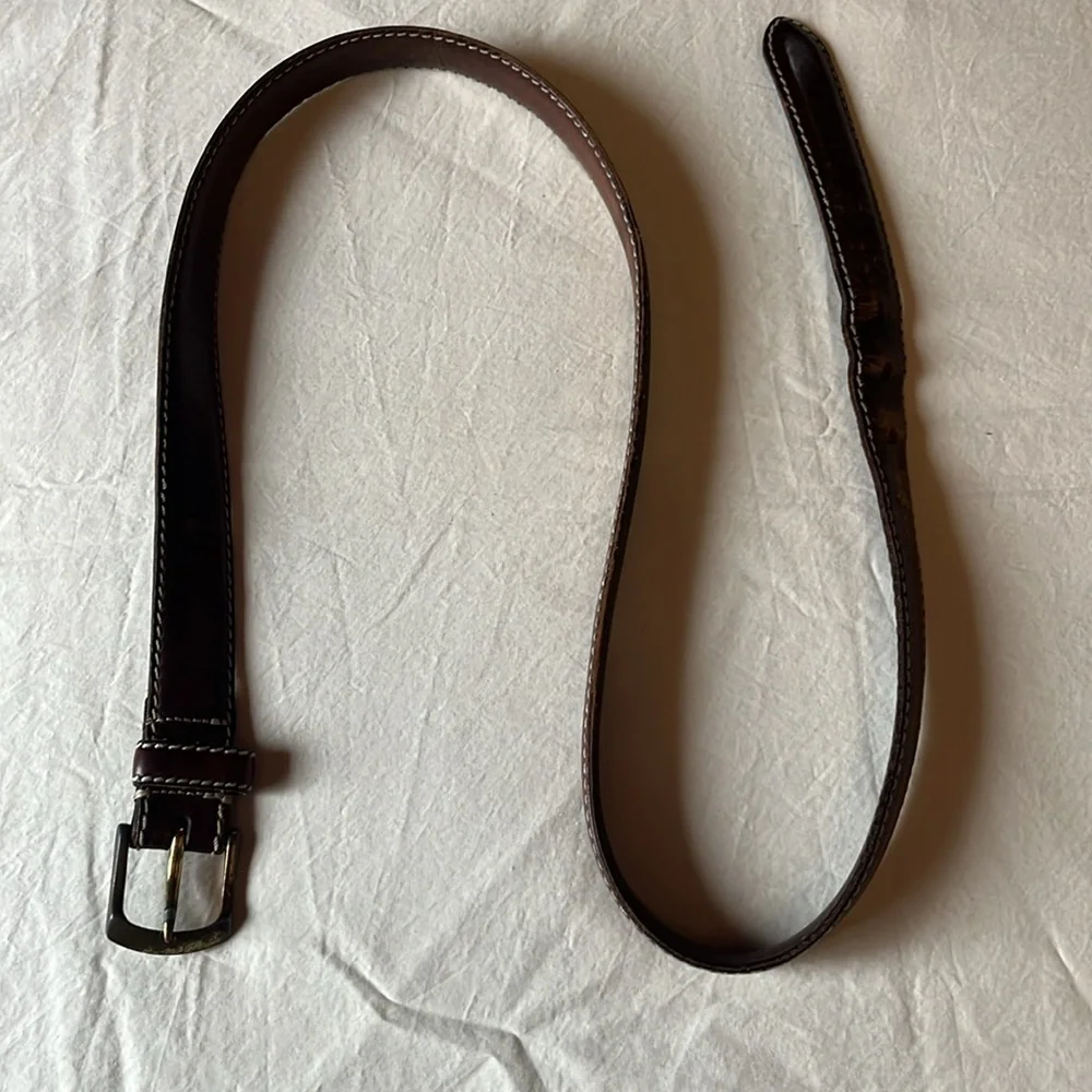 Vintage Ralph Lauren Leather Belt Men's Brown Gold tone Buckle Length: 49